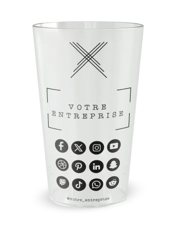 Gobelet transparent de dos - entreprise carte de visite social media - Ecocup