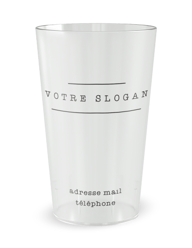 Gobelet transparent de face - entreprise carte de visite social media - Ecocup