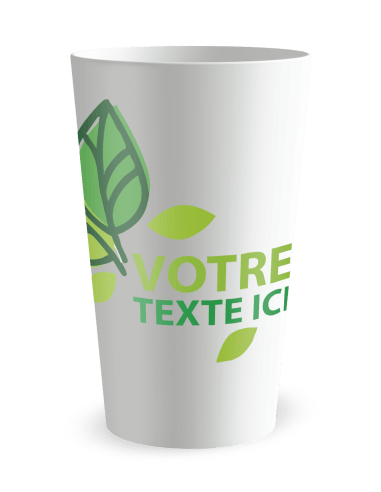 Gobelet blanc de face - événement feuilles et verdure - Ecocup