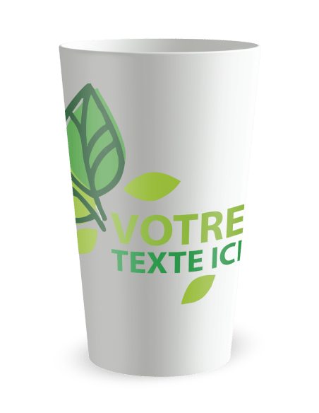 Gobelet blanc de face - événement feuilles et verdure - Ecocup
