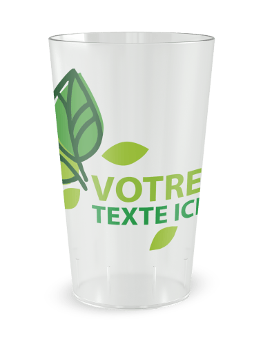 Gobelet transparent de face - événement feuilles et verdure - Ecocup