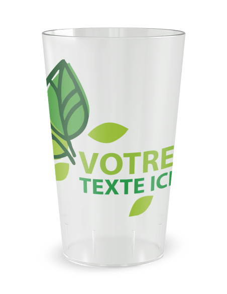 Gobelet transparent de face - événement feuilles et verdure - Ecocup
