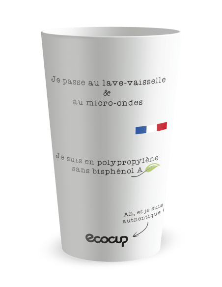 Gobelet blanc de dos - entreprise ecocup authentique - Ecocup