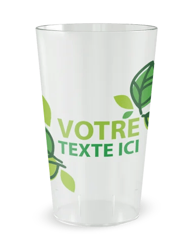 Gobelet transparent de face - feuilles vertes - Ecocup