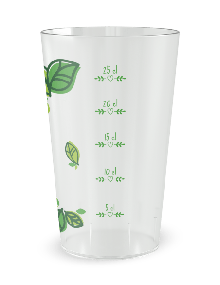 Gobelet transparent Graduation - végétal feuilles - Ecocup