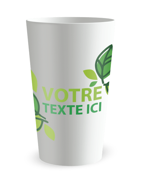 Gobelet blanc de face - végétal feuilles - Ecocup