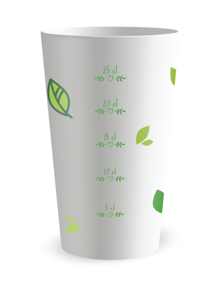 Gobelet blanc Graduation - pluie de feuilles - Ecocup