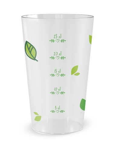 Gobelet Transparent Graduation - pluie de feuilles - Ecocup