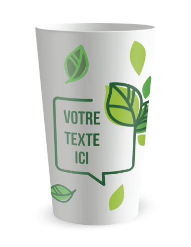 Gobelet blanc de face - pluie de feuilles - Ecocup