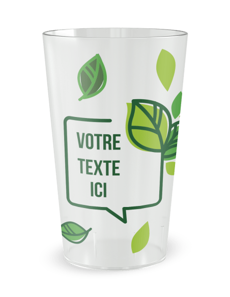 Gobelet transparent de face - pluie de feuilles - Ecocup