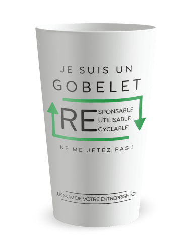Gobelet blanc de face - entreprise réutilisable responsable - Ecocup