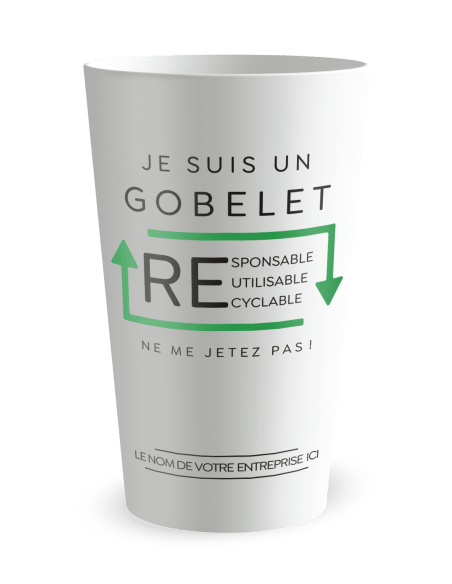 Gobelet blanc de face - entreprise réutilisable responsable - Ecocup