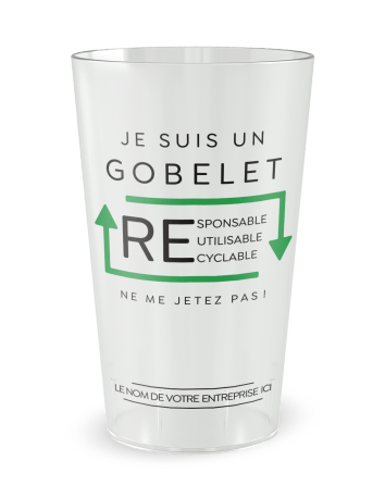 Gobelet transparent de face - entreprise réutilisable responsable - Ecocup