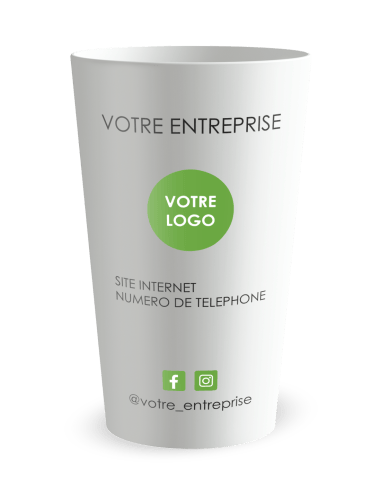 Gobelet blanc de dos - entreprise ne me jetez pas - Ecocup