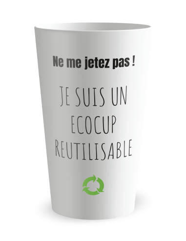 Gobelet blanc de face - entreprise ne me jetez pas - Ecocup