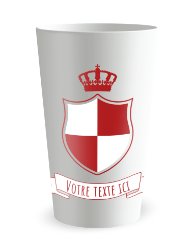 Gobelet blanc de face - blason et couronne - Ecocup