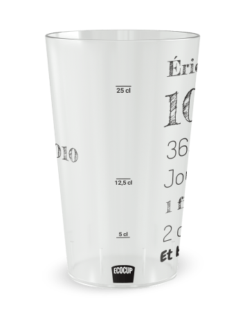 Gobelet transparent de face - mariage anniversaire - Ecocup 2