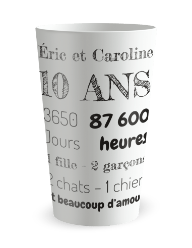 Gobelet blanc de face - mariage anniversaire - Ecocup