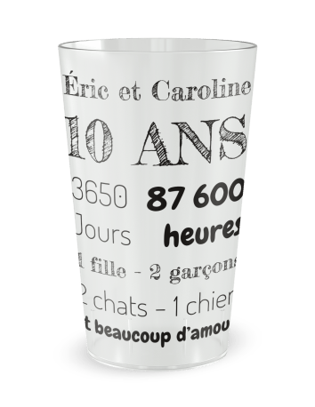 Gobelet transparent de face - mariage anniversaire - Ecocup