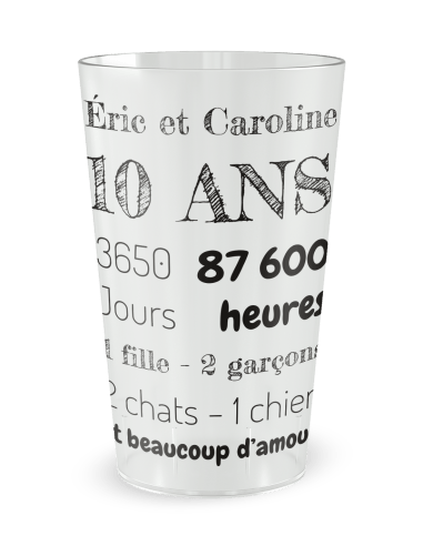 Gobelet transparent de face - mariage anniversaire - Ecocup