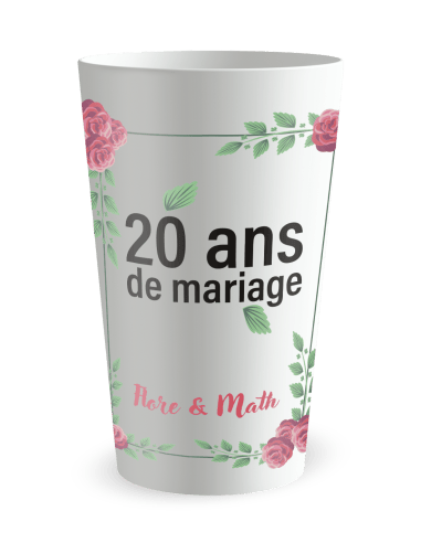 Gobelet blanc de face - mariage anniversaire union - Ecocup