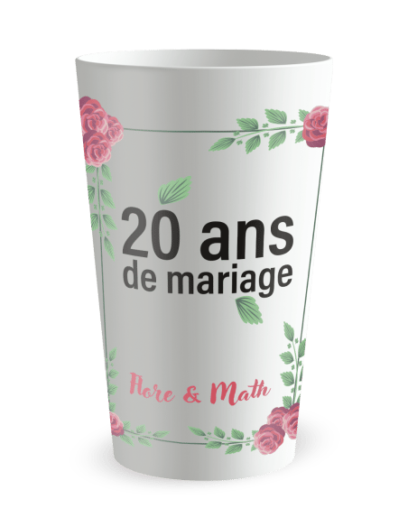 Gobelet blanc de face - mariage anniversaire union - Ecocup