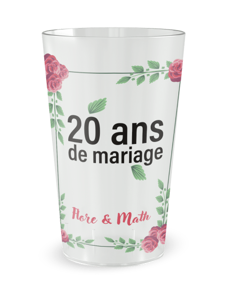 Gobelet transparent de face - mariage anniversaire union - Ecocup