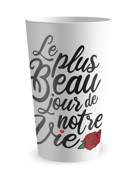 Gobelet blanc de face - mariage beau jour - Ecocup