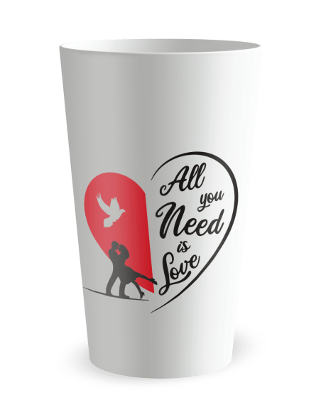 Gobelet blanc de face - mariage cœur rouge - Ecocup