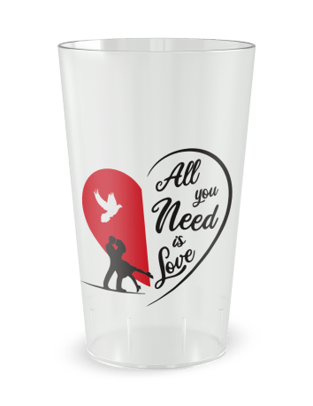 Gobelet transparent de face - mariage cœur rouge - Ecocup