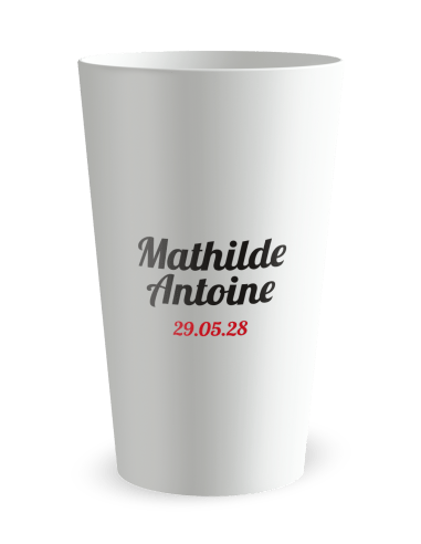 Gobelet blanc - Prénom - mariage cœur rouge - Ecocup