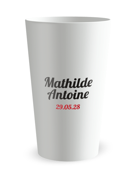 Gobelet blanc - Prénom - mariage cœur rouge - Ecocup