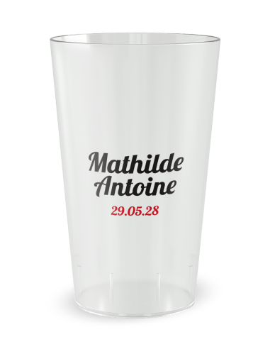 Gobelet transparent - Prénom - mariage cœur rouge - Ecocup