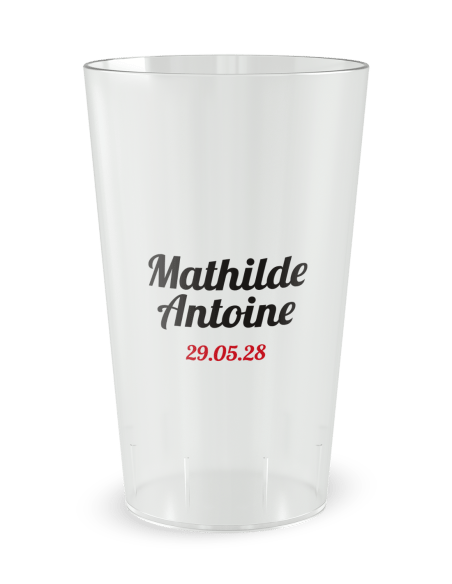 Gobelet transparent - Prénom - mariage cœur rouge - Ecocup