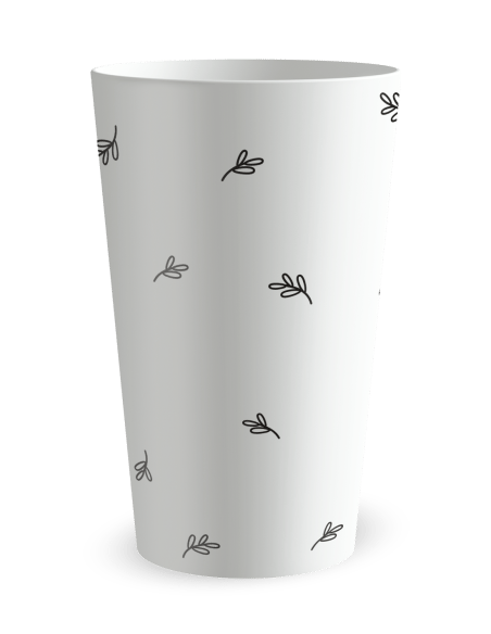 Gobelet blanc de face - mariage cœurs croisés feuilles - Ecocup