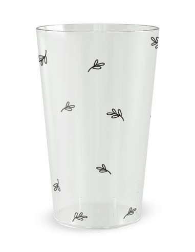 Gobelet transparent de face - mariage cœurs croisés feuilles - Ecocup