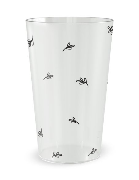Gobelet transparent de face - mariage cœurs croisés feuilles - Ecocup