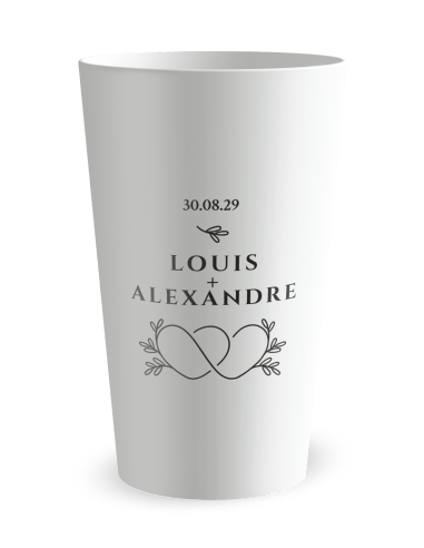 Gobelet blanc - Prénom - mariage cœurs entremêlés - Ecocup