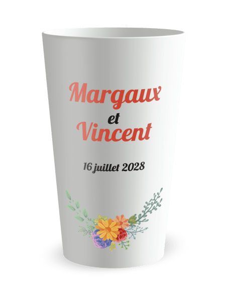Gobelet blanc - Prénom - Mariage Combi - Ecocup