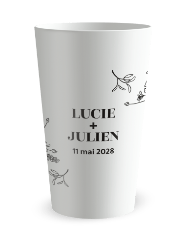 Gobelet blanc - Prénom - mariage composition - Ecocup