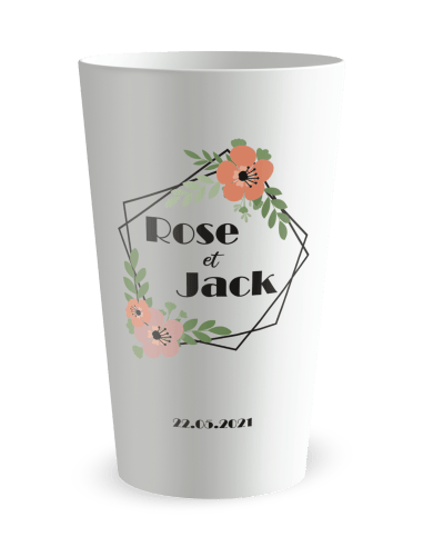 Gobelet blanc de face - mariage couronne - Ecocup