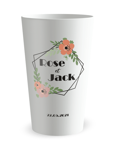 Gobelet blanc de face - mariage couronne - Ecocup
