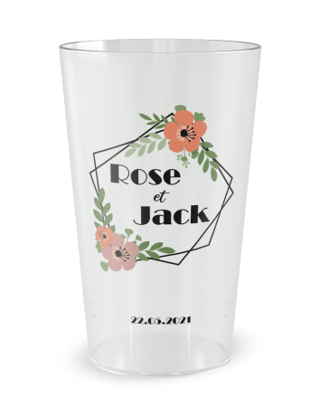 Gobelet transparent de face - mariage couronne - Ecocup