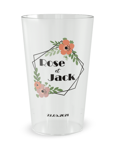 Gobelet transparent de face - mariage couronne - Ecocup