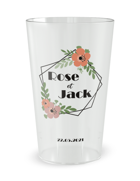 Gobelet transparent de face - mariage couronne - Ecocup