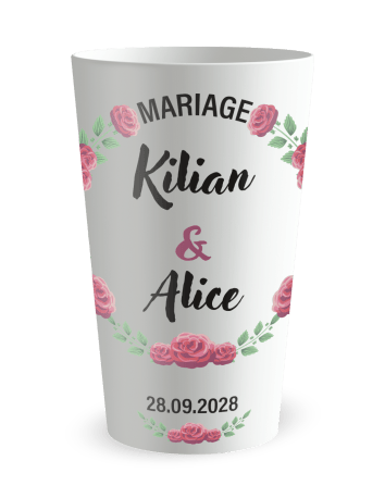 Gobelet personnalisé mariage couronne de roses - ECO 30 | Ecocup