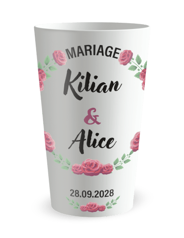 Gobelet personnalisé mariage couronne de roses - ECO 30 | Ecocup