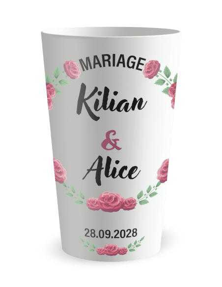 Gobelet personnalisé mariage couronne de roses - ECO 30 | Ecocup