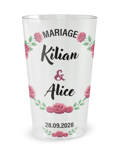 Gobelet personnalisé mariage couronne de roses - ECO 30 | Ecocup