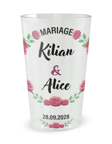 Gobelet personnalisé mariage couronne de roses - ECO 30 | Ecocup